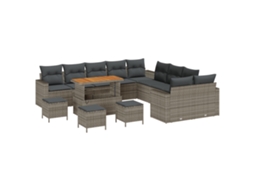 Conjunto 14 Móveis De Jardim Vidaxl Cinzento Vime Pe (110 X 55 X 71 Cm)