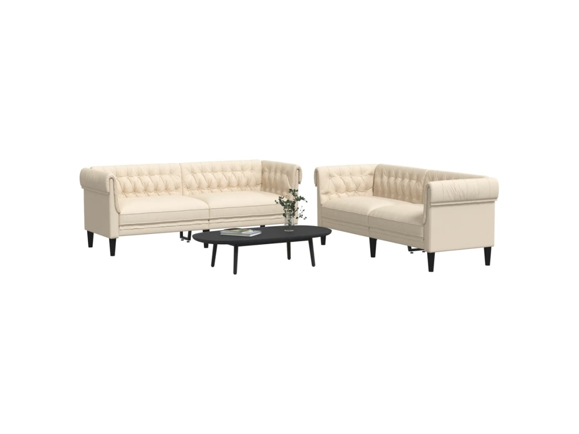 Vidaxl 2 Pcs Conjunto De Sofás Tecido Cor Creme