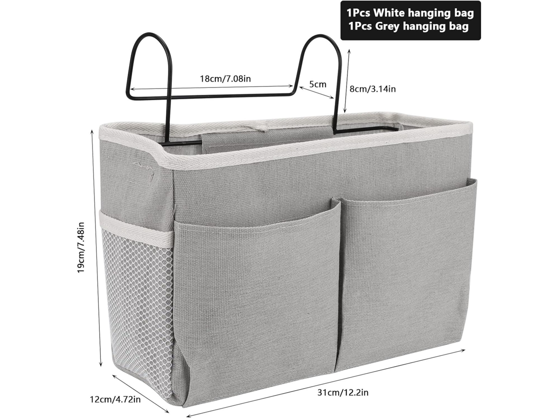Lurelia Bolsa De Cabeceira, Suspensa, Com Bolsos, Em Ferro, Para Cama, Branco