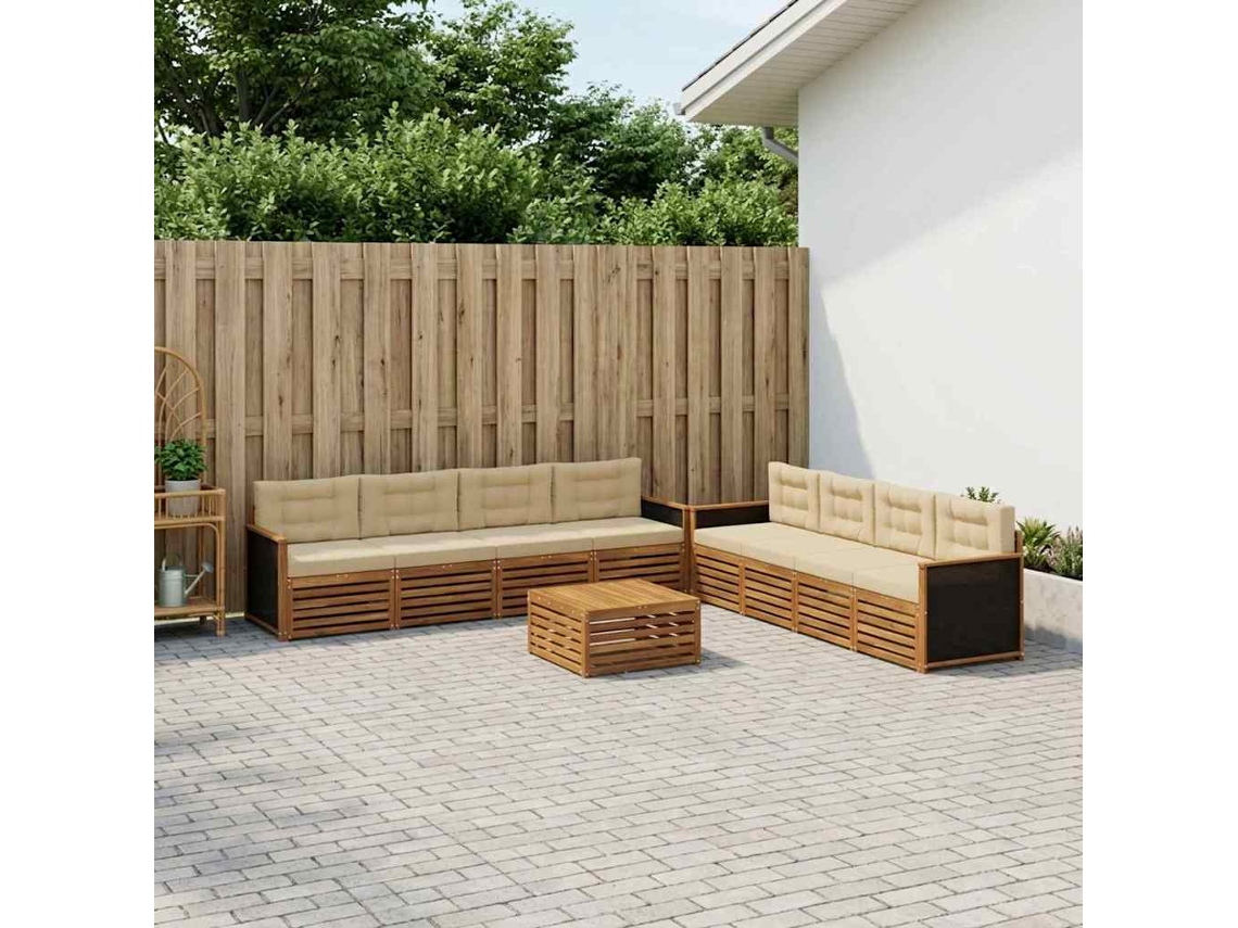 Vidaxl Conjunto De Sofás Para Exterior 9 Unid. Natural E Bege