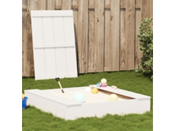 Vidaxl Caixa De Areia Com Cobertura 111x111x19,5cm Pinho Maciço Branco
