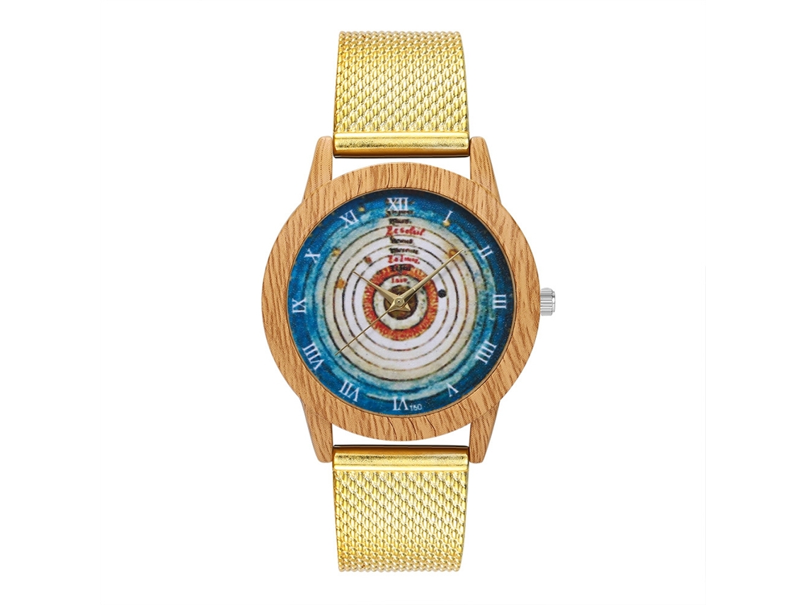 Relógio de quartzo unissex Zhoulianfa com pulseira de silicone e mostrador em formato de anel (dourado)