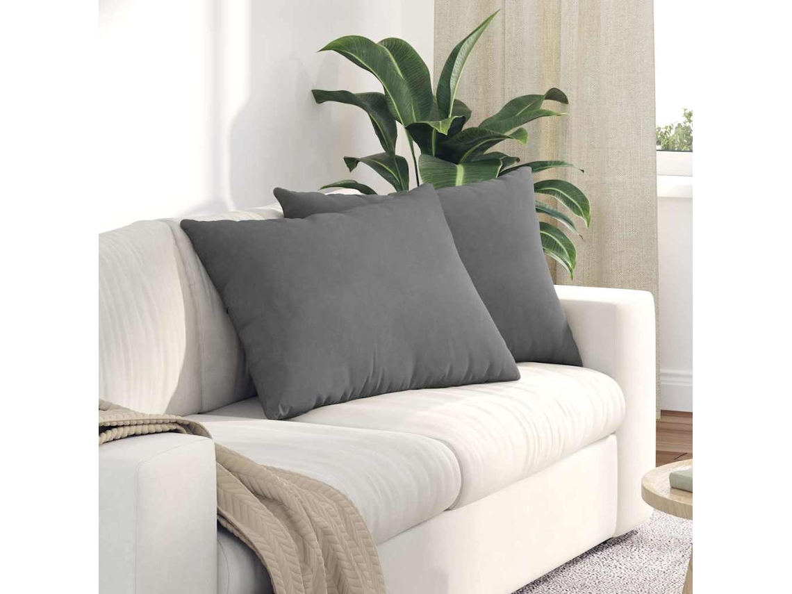 Vidaxl Travesseiros De Sofá 2 Unid. Tecido Cinza Escuro 70 X 50 Cm