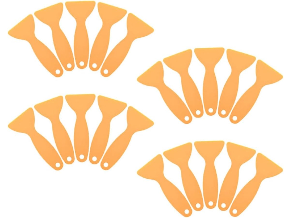 Conjunto De 20 Espátulas Triangulares De Plástico Amarelo Para Película Adesiva Automotiva De Alta Resistência.