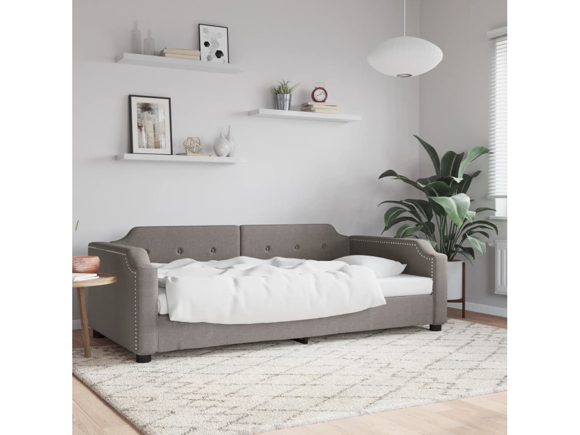 Vidaxl Sofá-cama 100x200 Cm Tecido Cinzento-acastanhado