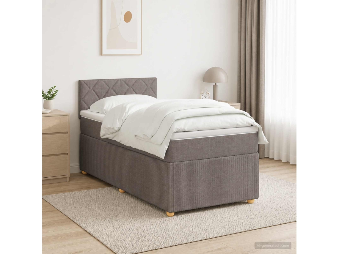 Vidaxl Cama Box Spring Com Colchão Cinzento-acastanhado 90 X 190 Cm