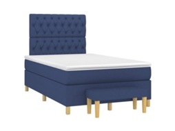 Vidaxl Cama Boxspring com Colchão 120x190 Cm Tecido Azul