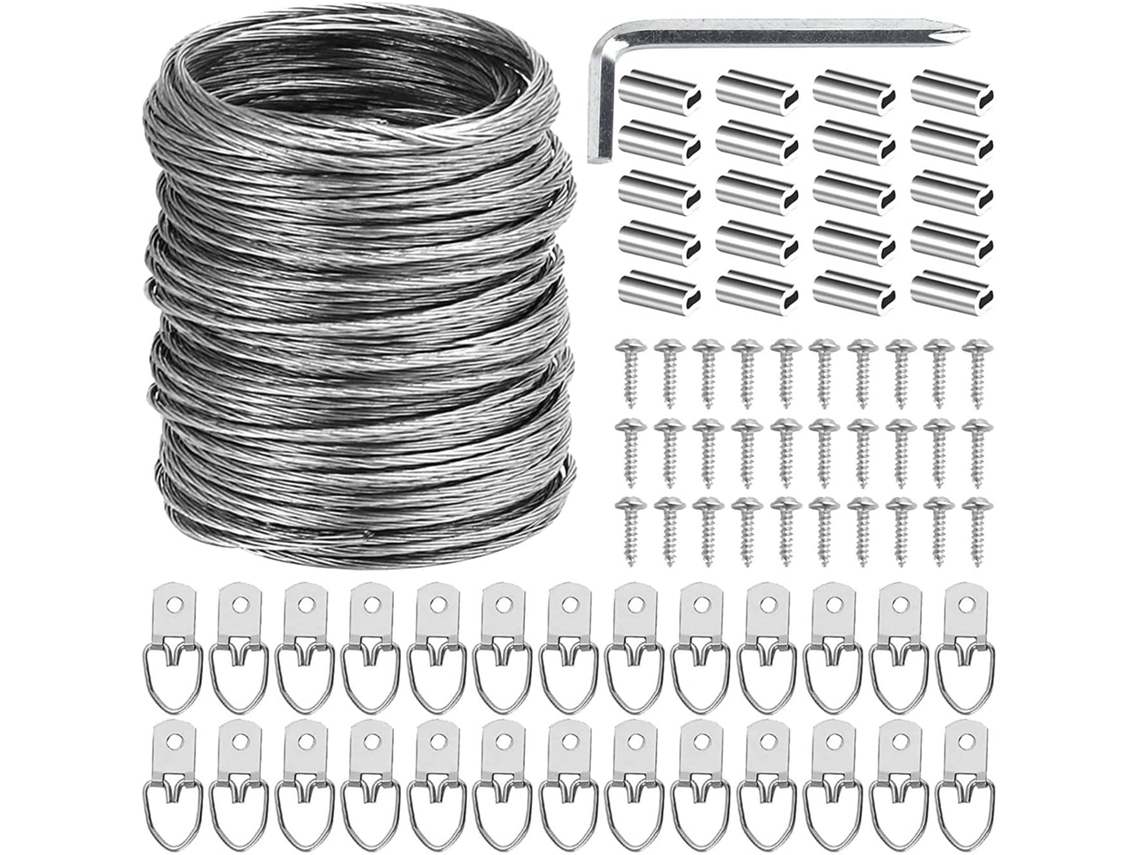Kit Com 100 Peças De Fio Para Pendurar Quadros E Espelhos, 30 Metros De Fio Para Pendurar Molduras D Gokoco