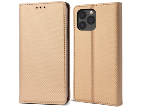 Capa Flip MOOZY para Iphone 13 Pro Max Dourada Capa Tipo Carteira Magnética Inteligente Flip Fólio com Suporte e Suporte para Cartão