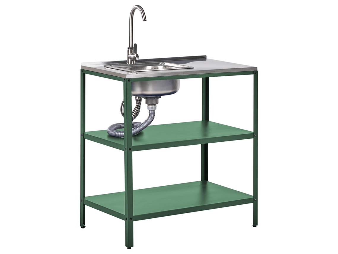 Cozinha de jardim em aço verde Beliani Vilama 80x50x90