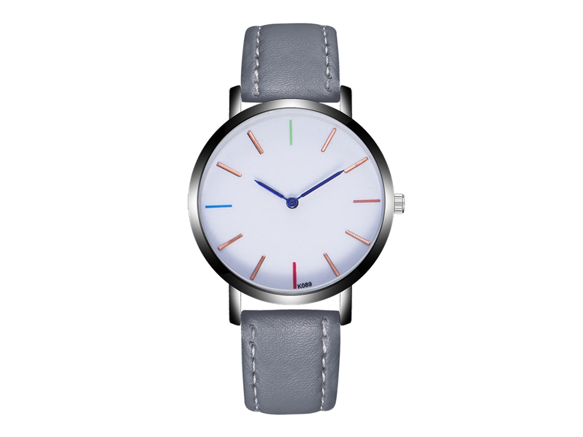 Reloj De Pulsera De Aleación Analógico De Cuarzo Con Dial Redondo Para Parejas Gris