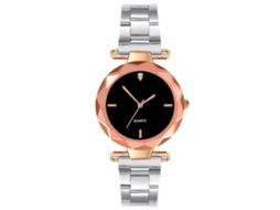 Relógio de Pulso Analógico de Quartzo com Pulseira de Aço Inoxidável Prata Moda Leisure