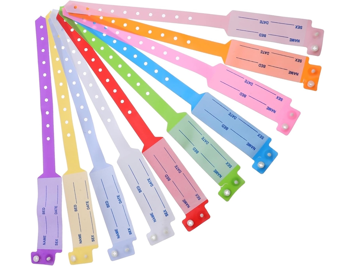 100-pulseiras Descartáveis Impermeáveis Para Uso Hospitalar Permitem Escrita E Identificação Rápida De Pacientes Idosos