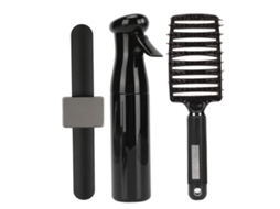 Ferramenta De Estilo De Cabelo Barba Pente Vento Curvo Garrafa De Spray Clipe Pino Pulseira Porta Unhas Preto