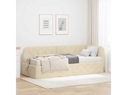 Vidaxl Estrutura De Cama De Canto Creme 80 X 200 Cm Tecido