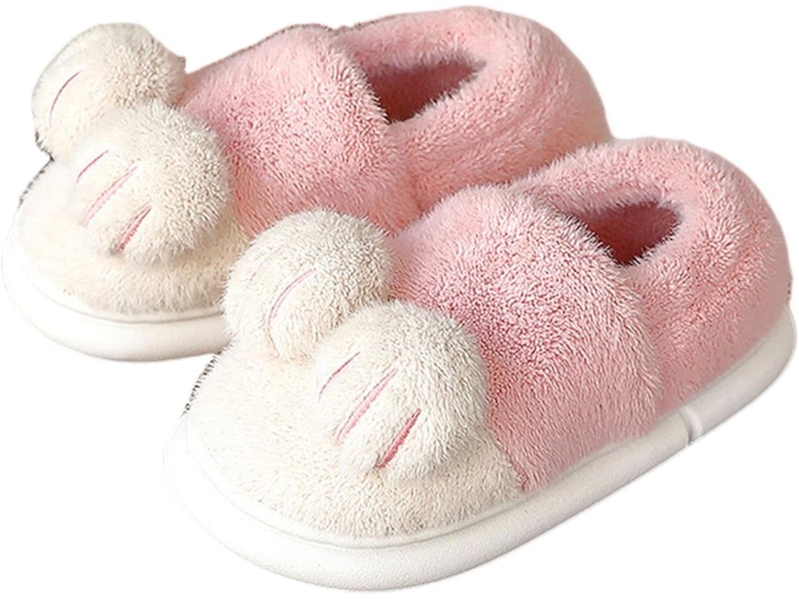 Pantufas Femininas Peludas com Estampa de Animais, Inverno Quentinhas para Casais Vaca, Sapatos Divertidos e