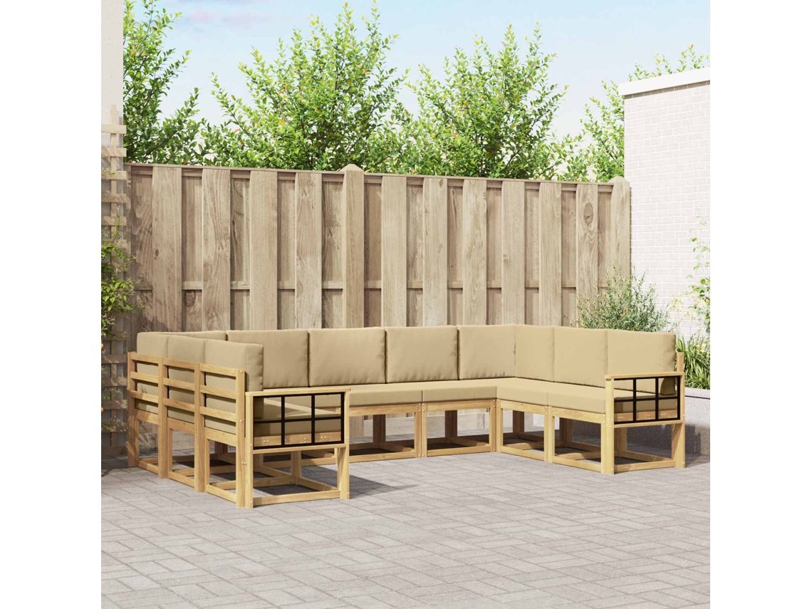 Vidaxl Conjunto De Sofás Para Exterior 9 Unid. Branco E Bege
