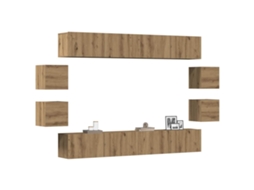 Conjunto De Armário Tv Parede 8 Pcsarmário Tv Madeira Carvalho Artisiano Lovely Home