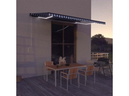 Vidaxl Toldo Com Sensor De Vento E Led 500x300 Cm Azul E Branco