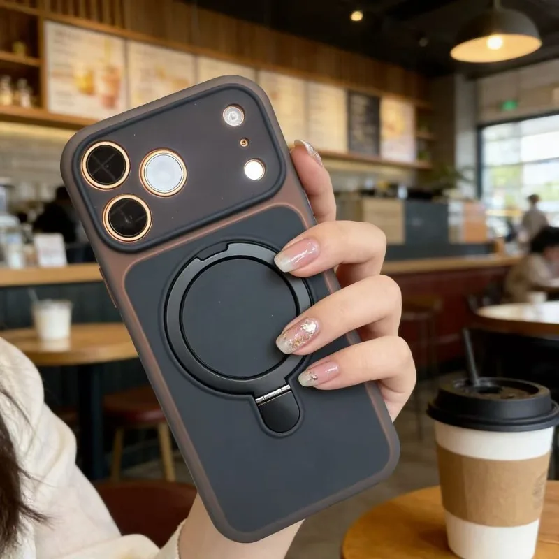 Capa De Celular Com Suporte Magnético Em Anel De Silicone (preta Para Iphone 15)