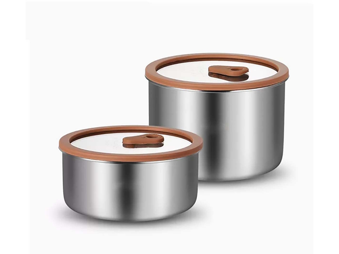 Lancheira, Em Aço Inoxidável E Vidro, Com Tampa, Para Lanches, Para Organização Doméstica Na Cozinha E Bancada