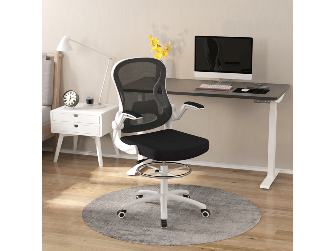 S Cadeira De Escritório Ergonômica Em Tecido Respirável Com Altura Ajustável E Apoios De Braço Rebatíveis, 59x65x110-130 Cm