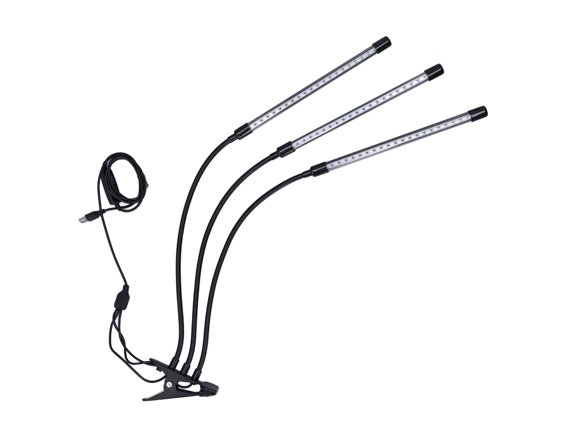2026 luz de Crecimiento Led de 3 Cabezas com Temporizador e Ângulo Ajustável, Usb, para Jardinagem e Vasos