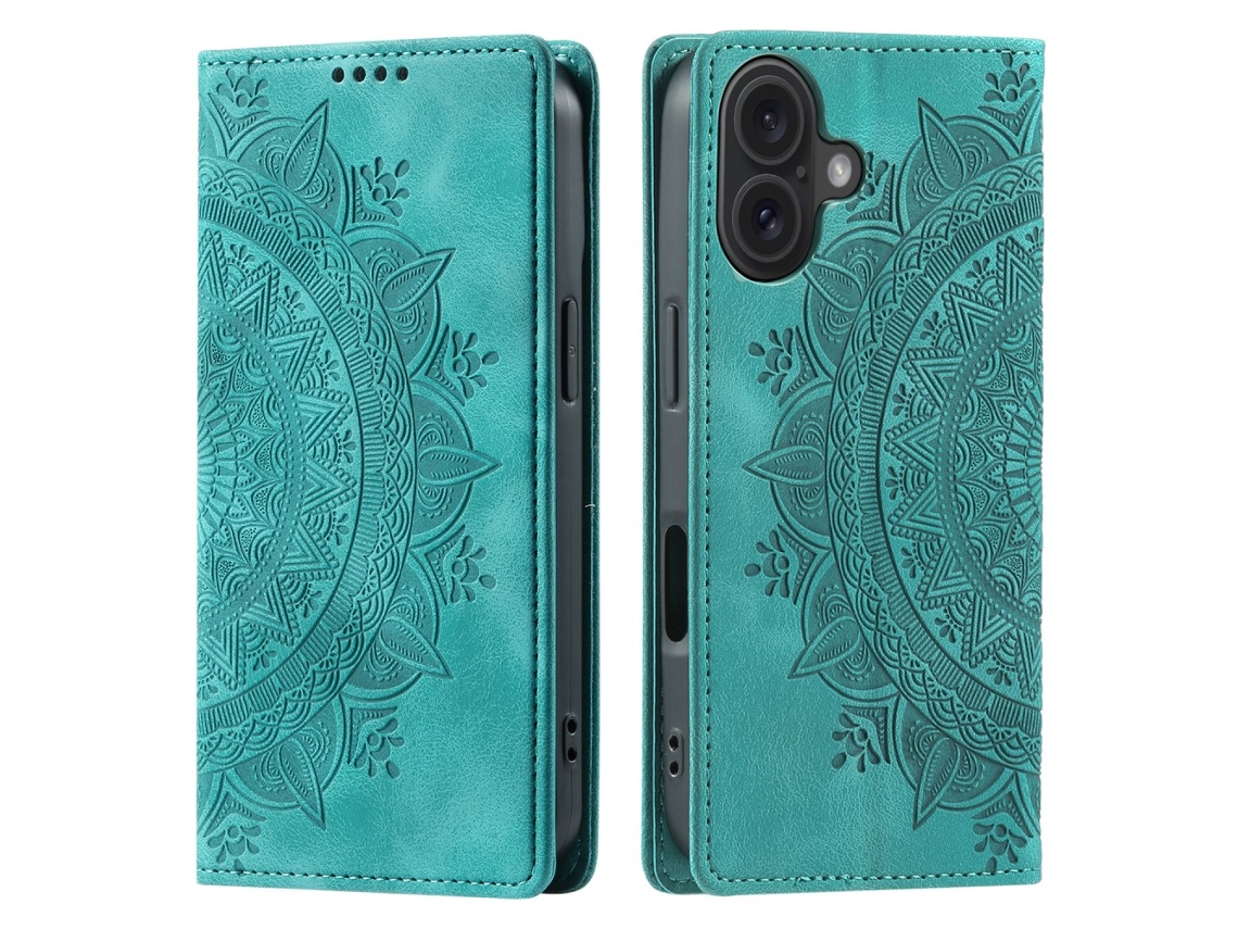 Capa Em Couro Pu Magnético Para Apple Iphone 16 - Verde Menta
