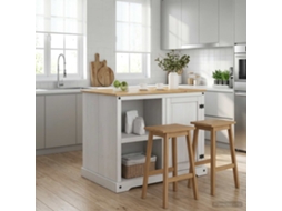 Vidaxl Conjunto De Ilha De Cozinha 2 Unid. Branco E Cera De Mel