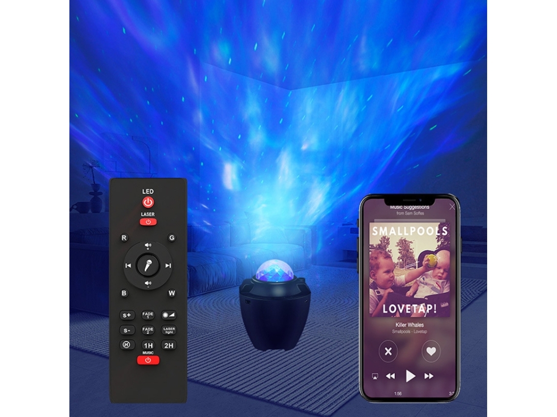 Luz de Projeção Led com Conexão Bluetooth, Controle Remoto, Luz Ambiente Rgb e Função de Música BRILVIBERA