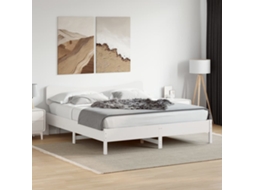Cama Sem Colchão 180x200 Cm Madeira De Pinho Maciça Branco