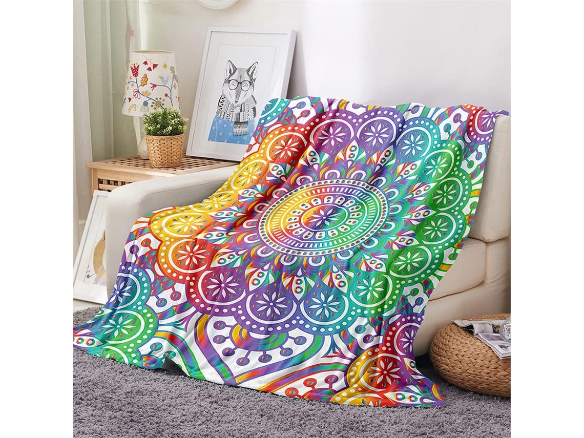 Manta de Flanela Fansu Estampa Mandala 3d Macia e Felpuda Ideal para o Inverno Perfeita Cama Ou Sofá Adequada