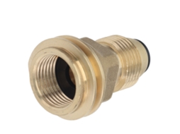 Adaptador para botijão de propano com rosca fêmea G1/2 e conexão hermética em latão.