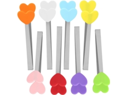 Pinças De Gelo Villcase, Conjunto De 8 Pinças Em Formato Coração, Em Aço Inoxidável E Silicone, Com Cabo Ergonômico E