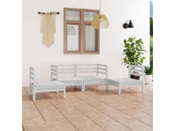 Vidaxl 4 Pcs Conjunto Lounge De Jardim Pinho Maciço Branco