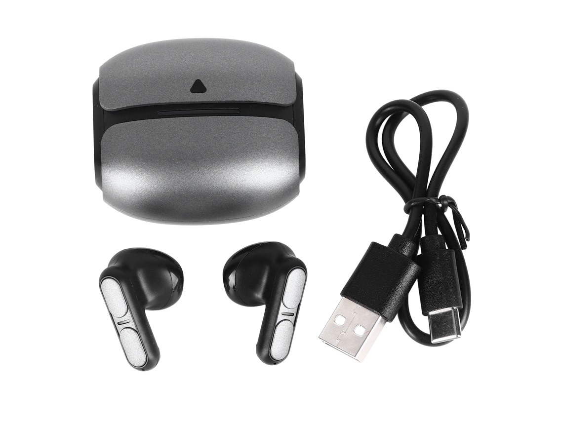 Fones De Ouvido Bluetooth 5.3 Sem Fio Com Estojo De Carregamento Baixa Latência Estéreo Cinza Escuro