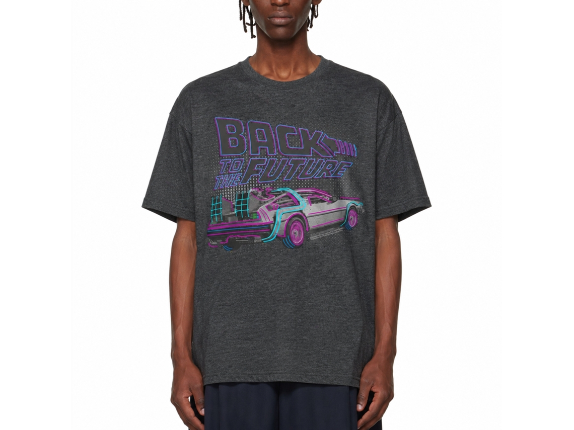 Rockinstone Back To The Future Movie High Lights Heather Black Adult T-shirt Size:l