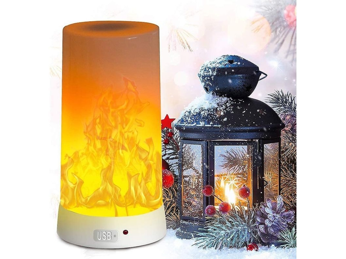 Lâmpada Led De Chama Recarregável Usb, Anti-derrapante Com Base Magnética E Gancho, Interior/exterior Para Natal