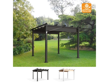 Coreto De Jardim Exterior Com Pérgula 3x3m Em Alumínio Firenze Uv Moon Elios Parasols