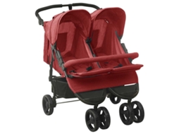 Vidaxl Carrinho De Bebés Para Gémeos Aço Vermelho