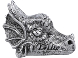 Esférica Resina Prateada Figura Cabeça Dragão Suporte Decorativo Exclusivo Decoração Interiores Base GOKOCO