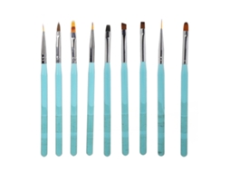 2026altiro-set De 9 Pincéis De Arte De Unhas Com Cabelo De Nylon E Vara Metálica Azul Transparente