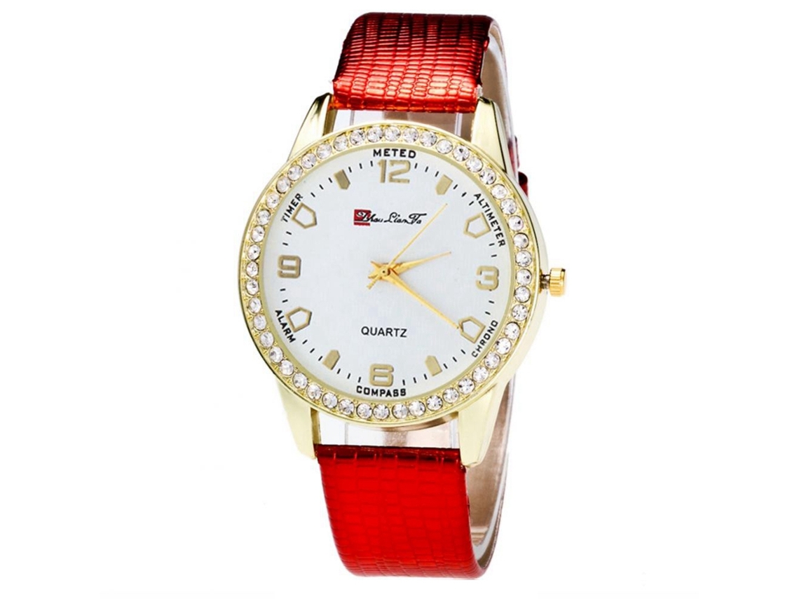 Reloj De Cuarzo Casual Para Parejas Con Correa De Cocodrilo, Mujer, Aleación, Rojo