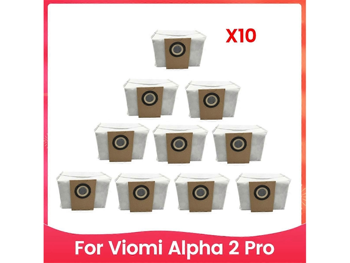 Conjunto De 10 Sacos Pó Não Tecidos Para Aspirador Robô Viomi Alpha 2 Pro Acessórios Substituição Limpeza. Tuotuo