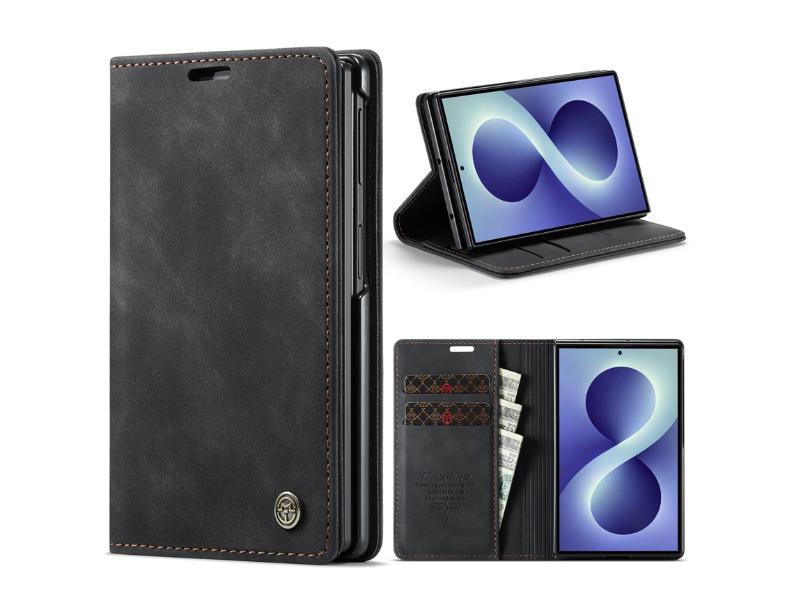 Capa Para Samsung Galaxy Z Fold8,flip Em Couro Pu Com Compartimento Para Cartão Gertiz (preto)