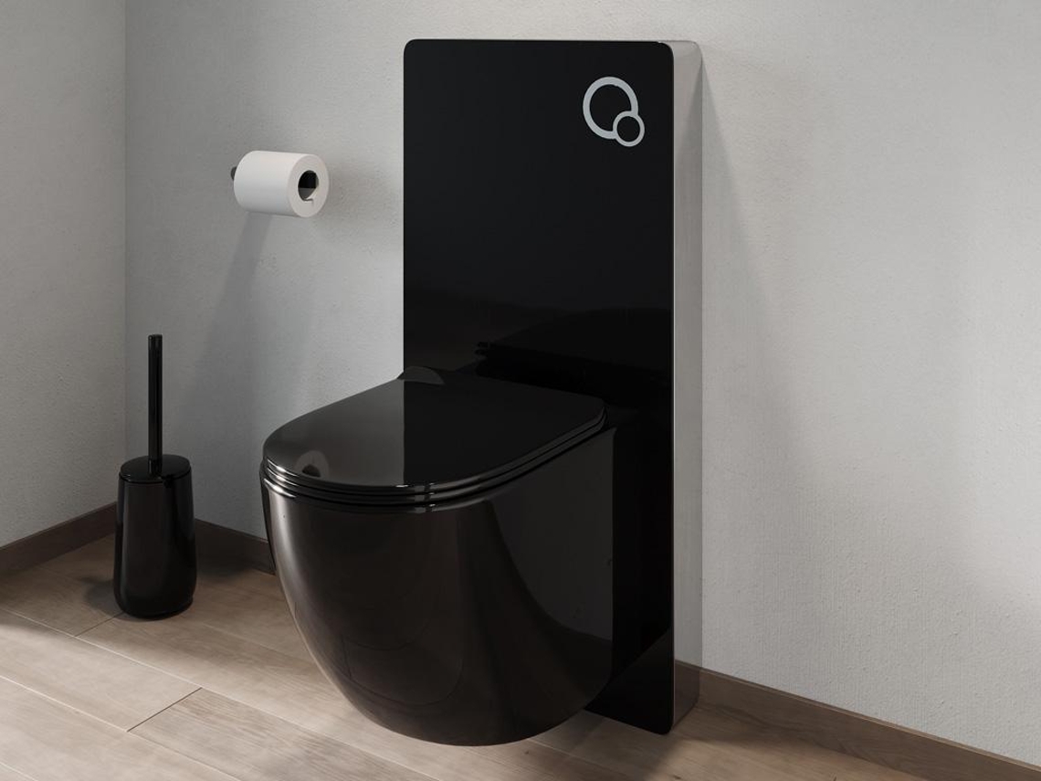 Sanita VENTE-UNIQUE.PT Conjunto Sanitário Flutuante com Suporte Decorativo Preto Brilhante Javoine