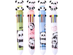 Conjunto de 4 Canetas Panda Multicoloridas, Ponta 0,5 Mm Em Plástico, Portáteis Para
