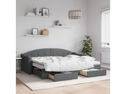 Vidaxl Sofá-cama C/ Gavetão E Gavetas 80x200 Cm Tecido Cinzento-escuro