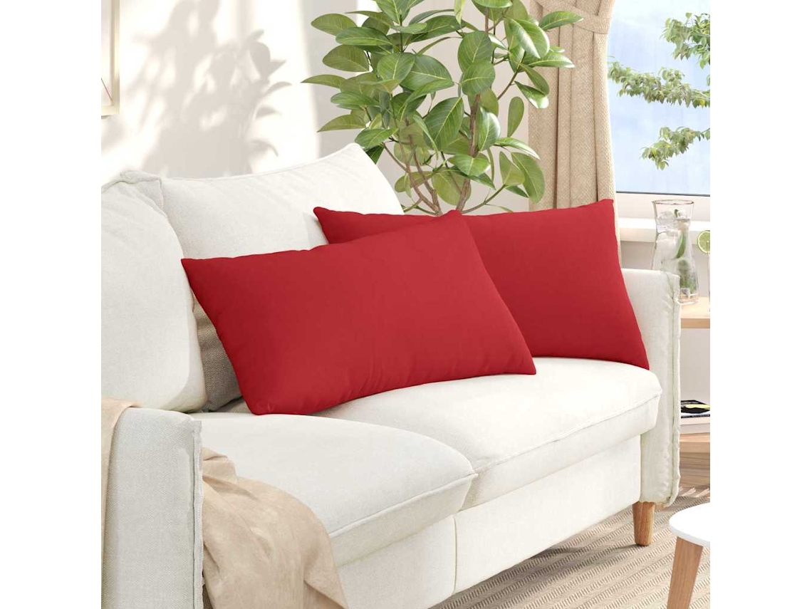 Vidaxl Travesseiros De Sofá 2 Unid. Tecido Vermelho 80 X 40 Cm