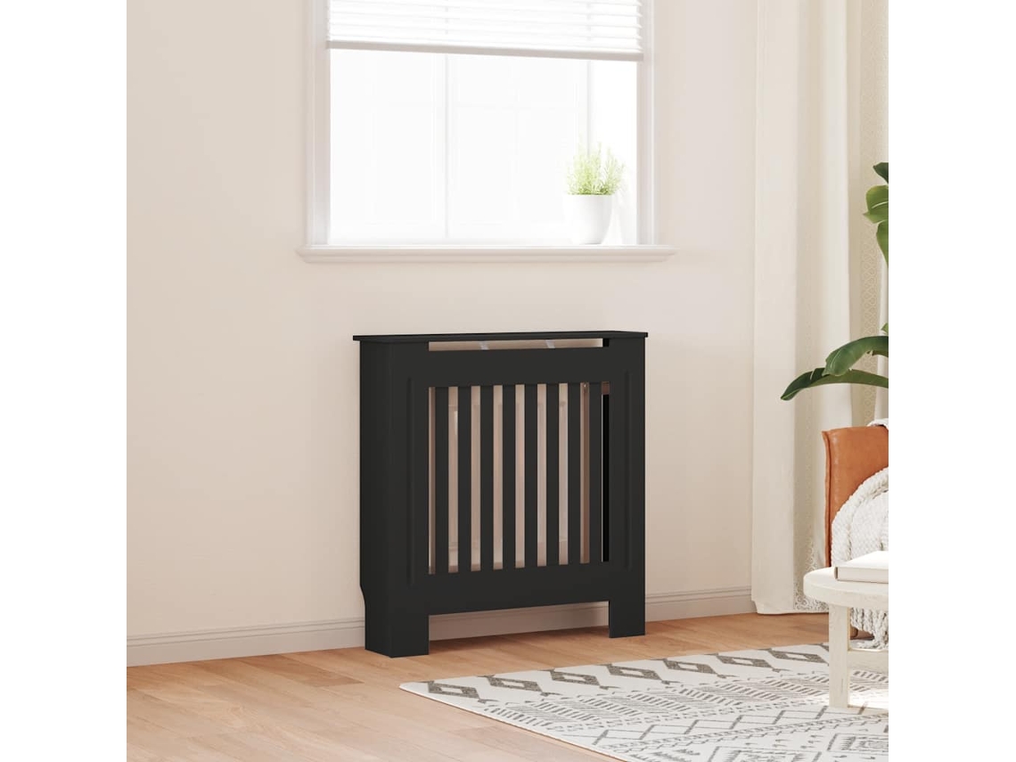 Vidaxl Cobertura De Radiador Derivados Madeira 78 Cm Preto